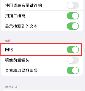 沈丘苹果手机维修网点分享iPhone如何开启九宫格构图功能